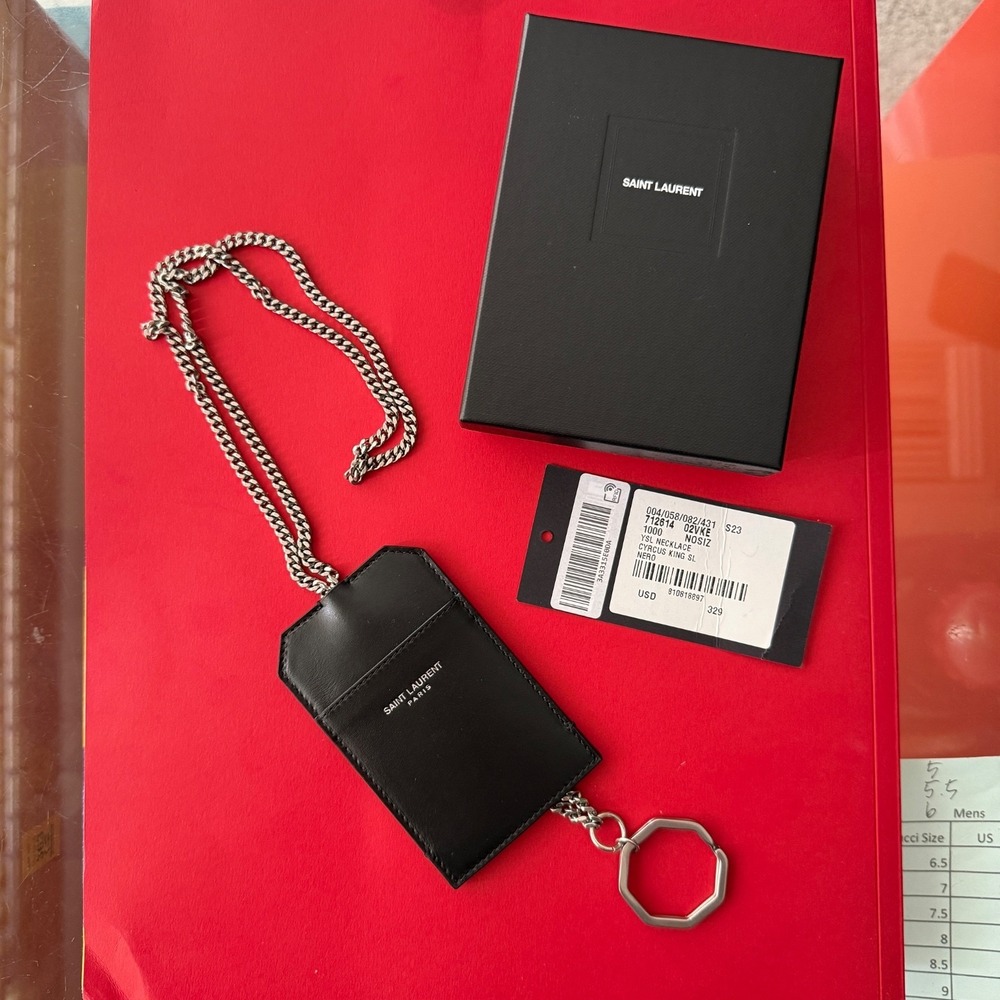 Saint Laurent Leather Lanyard Card holder key chain, 712614, New - Picture 3 of 10